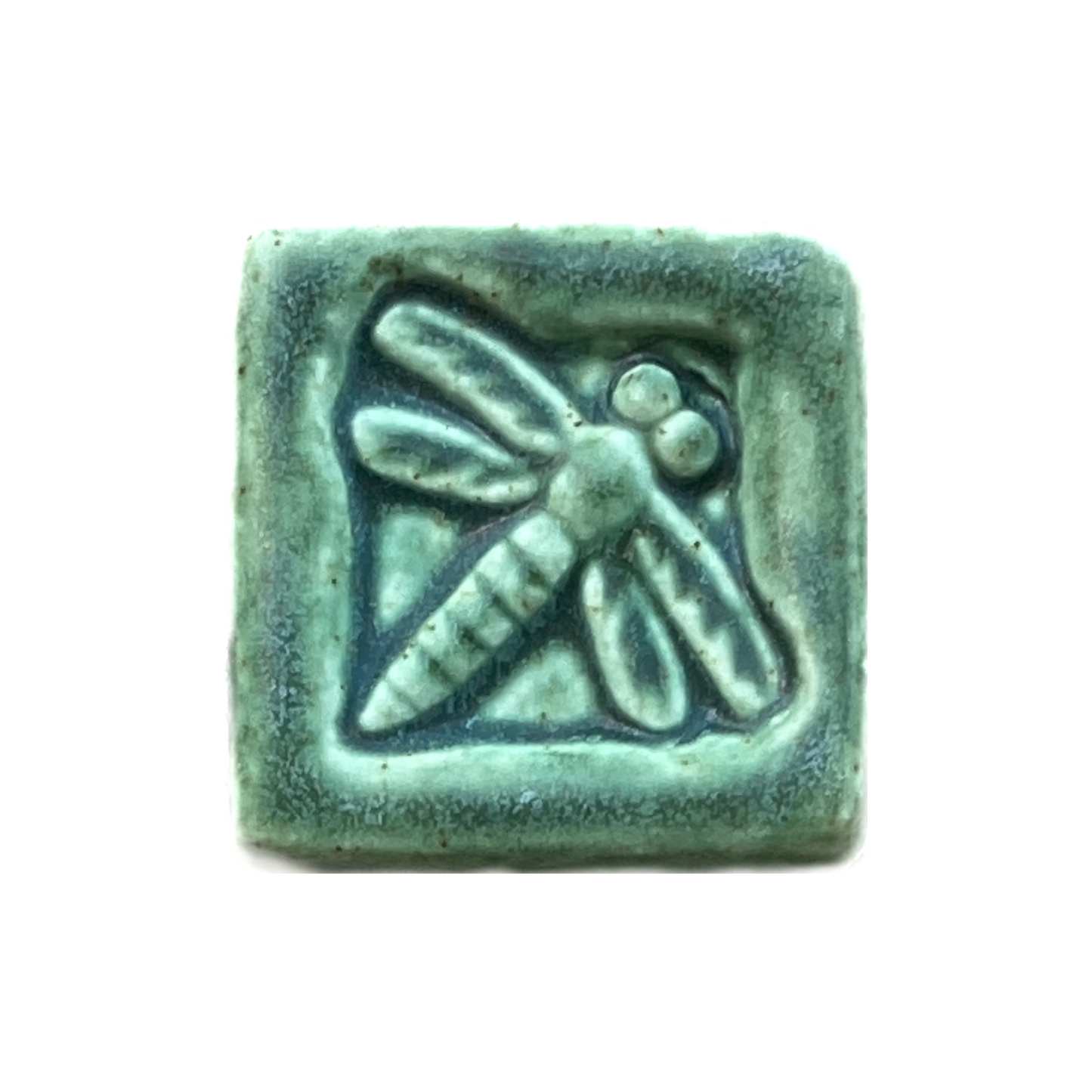 Dragonfly Art Tile 2x2": Leaf Green Glaze