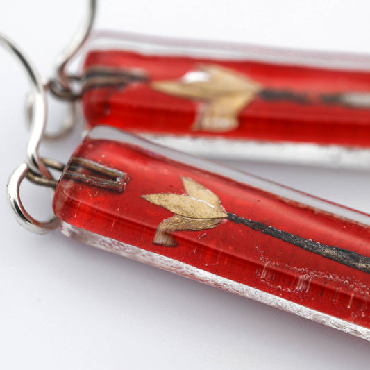 Silver Flower Bar Earrings