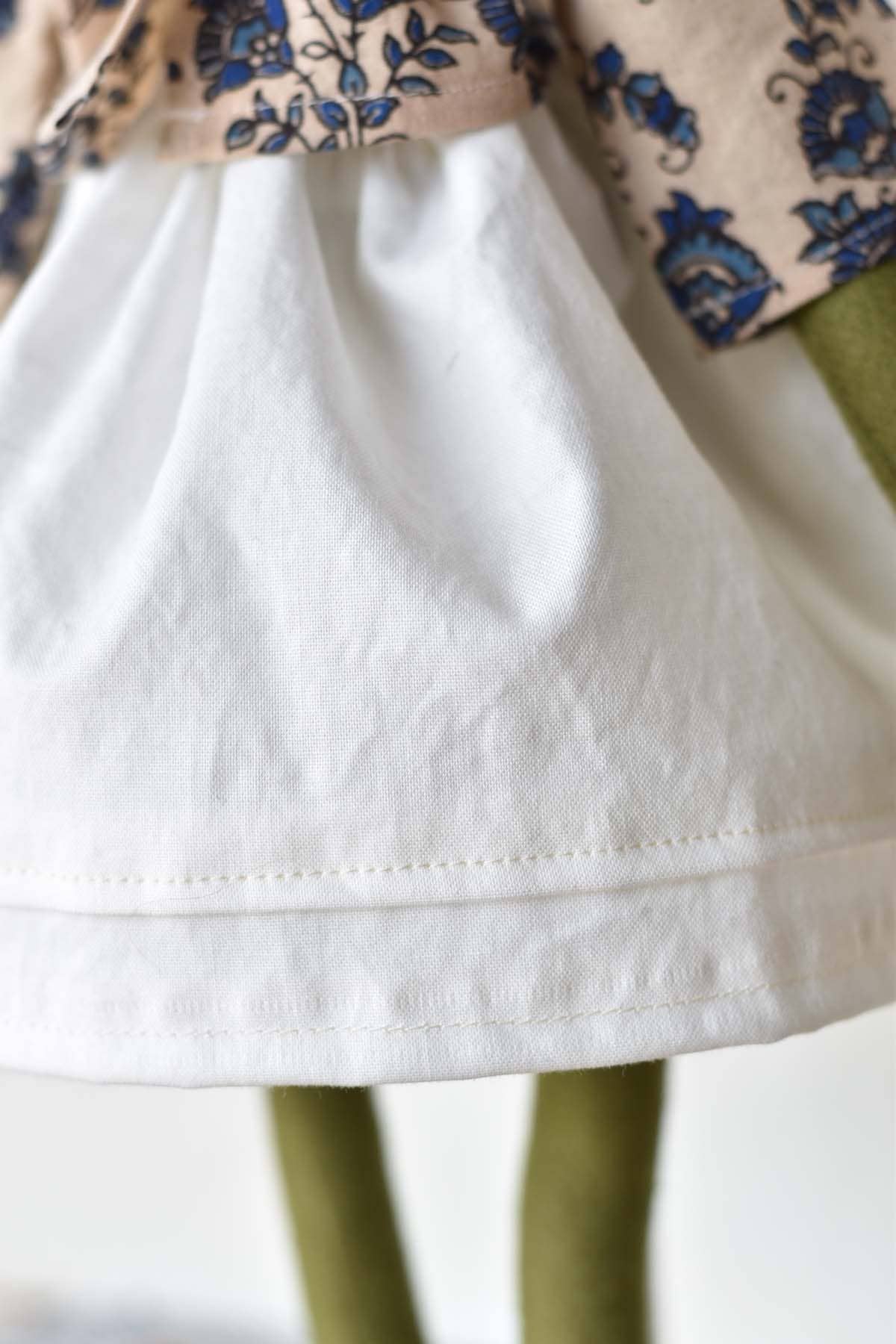 Fern the Frog – Handmade Wool Doll in Block Print Outfit
