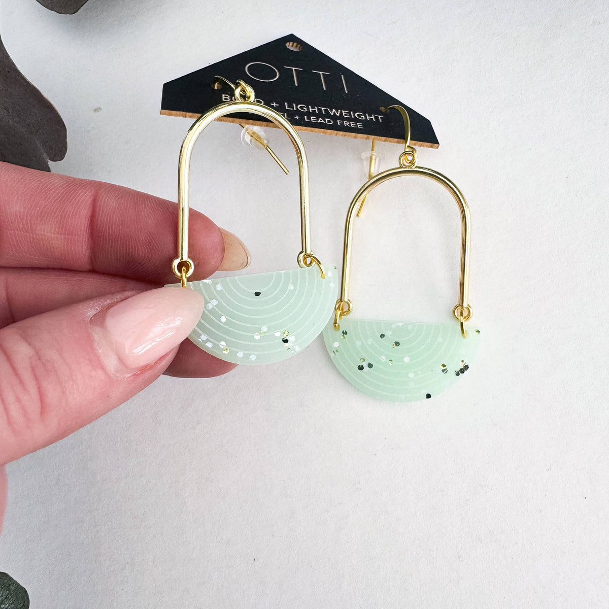 Architectural Half Moon Earrings: Limited SPRING Patterns: Peachy Keen