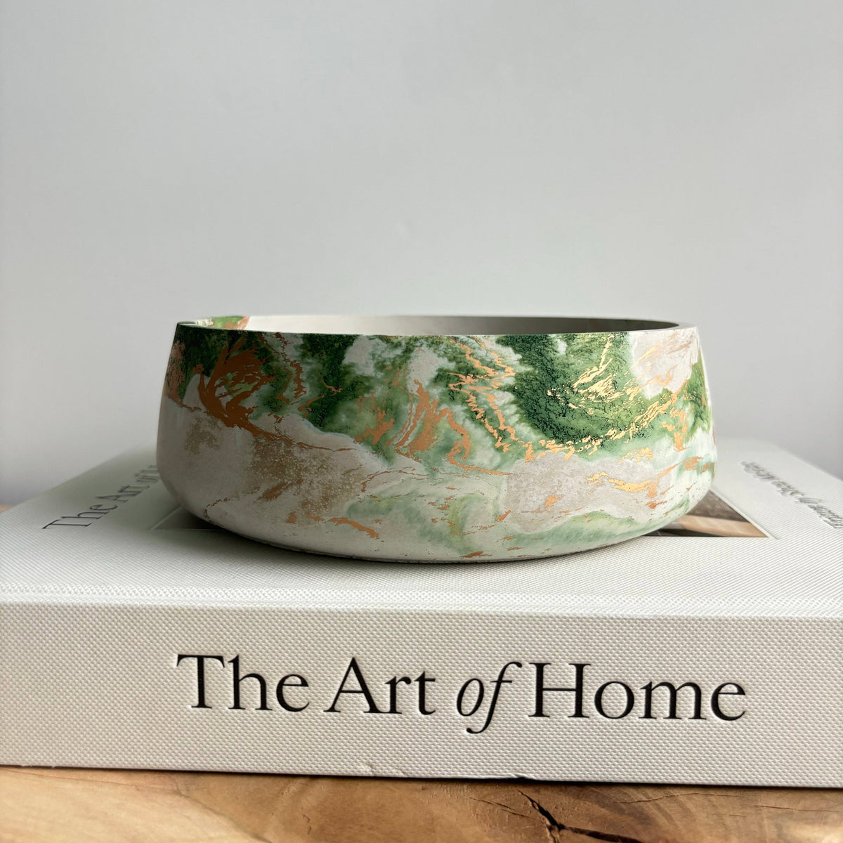 Daza - Decorative Concrete Bowl | Centerpiece Bowl: Green Fusion Marble / Without Hole