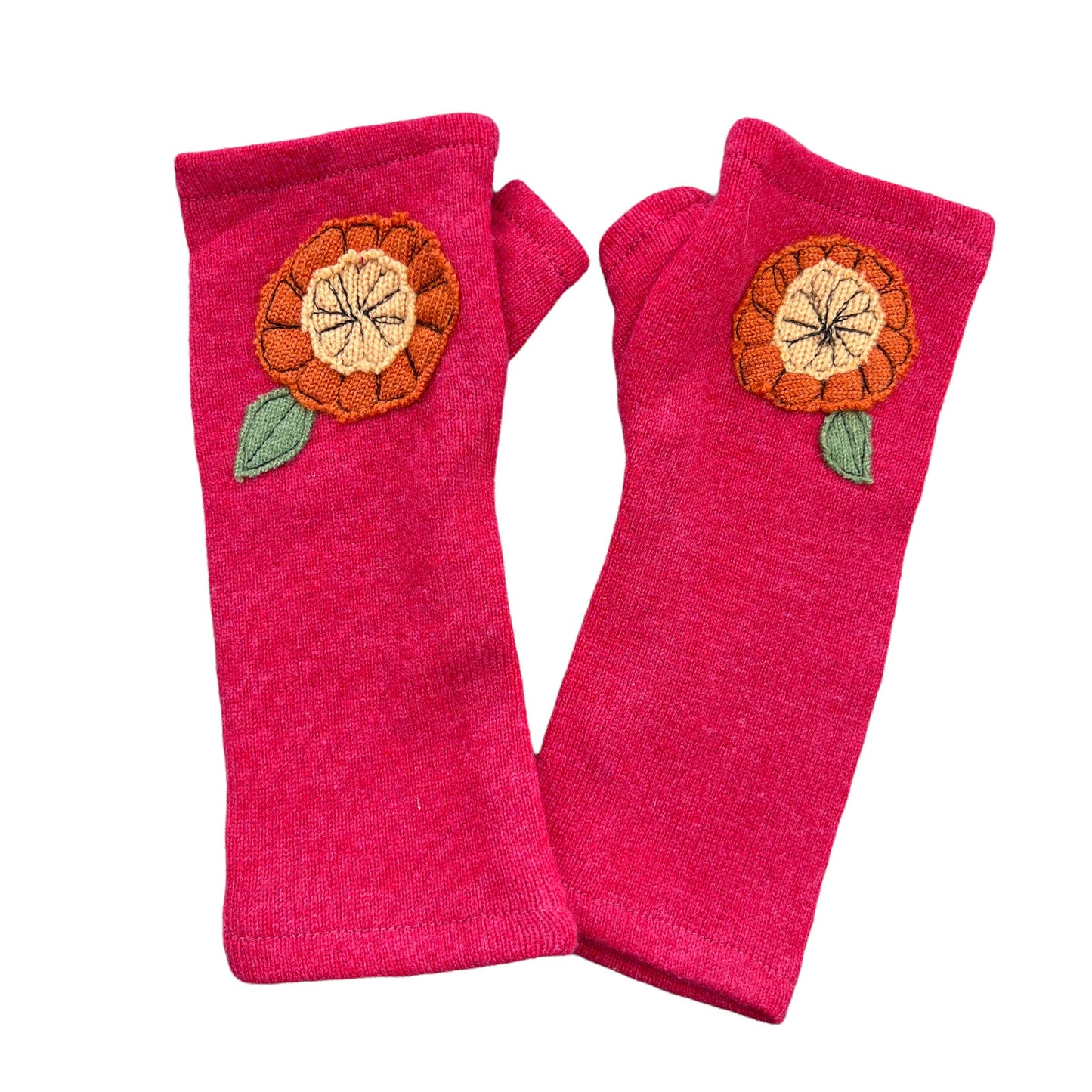 Fingerless Cashmere Gloves-Zinnia: Red / One Size Fits Most