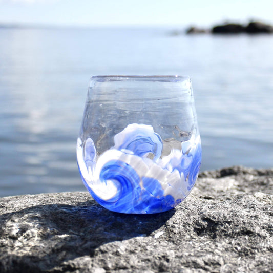 Stemless Wave Goblets: Clouds / Marine Blue