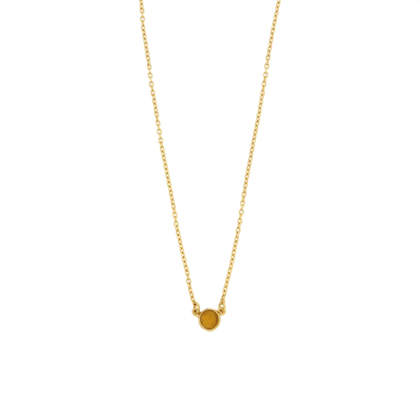 Bubble Dainty Pendant Necklace 16" adjustable chain - Amber