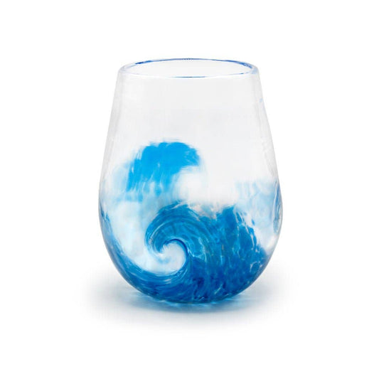 Stemless Wave Goblets: Clouds / Aquamarine