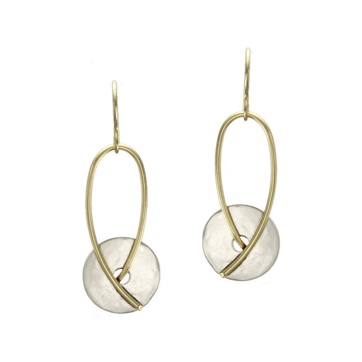 Disc and Loop in Brass and Sterling Silver Earring