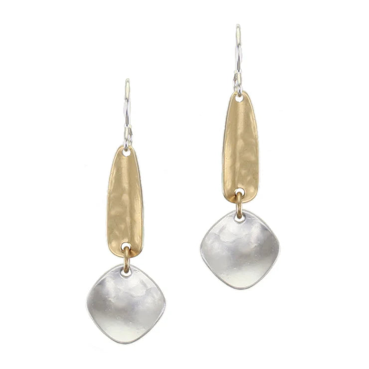 Dished Long Oval with Rounded Diamond Wire Earring