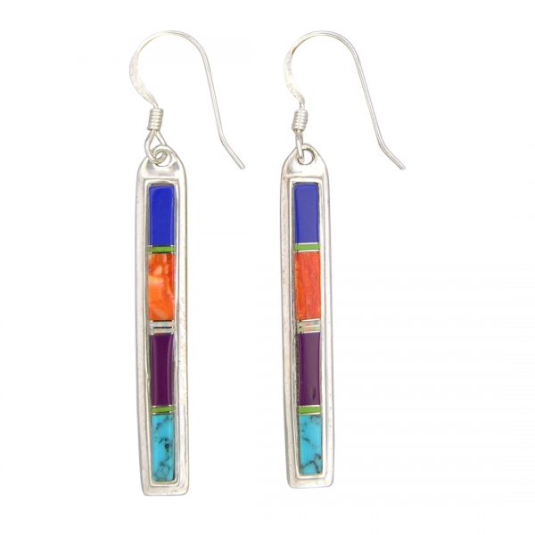 Multi-Stone Sterling Silver Stick Earrings