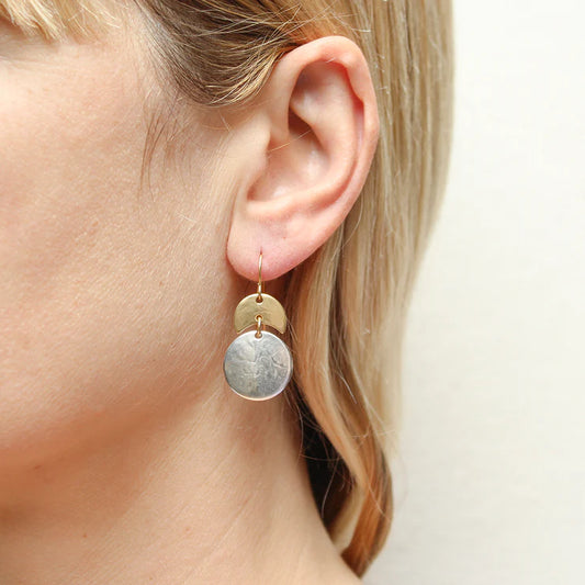 Small Crescent and Disc Wire Earrings