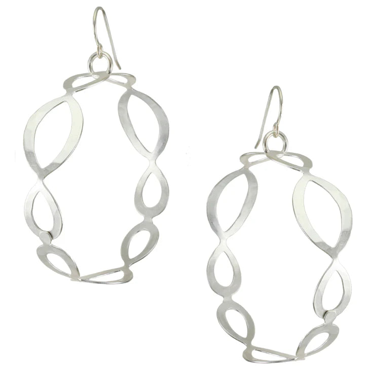 Large Oval Lattice Hoop Wire Earrings