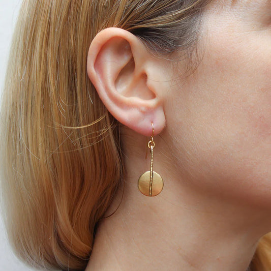 Small Medallion Drop Wire Earrings