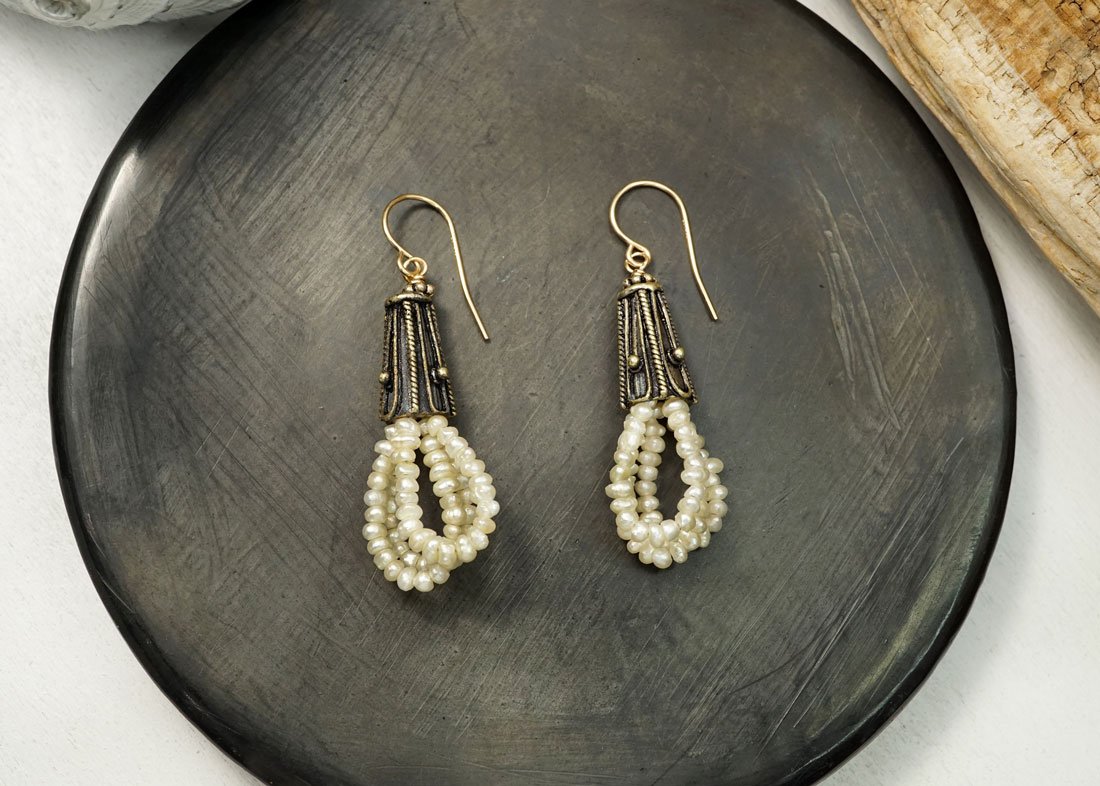 Pearl Sterling Silver Bundle Earrings
