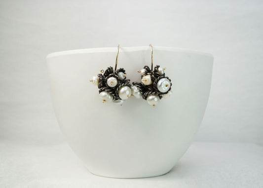 Sterling Pearl Pod Earrings