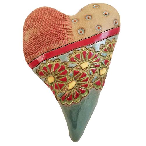 Red Ribbon Ceramic Wall Heart Art