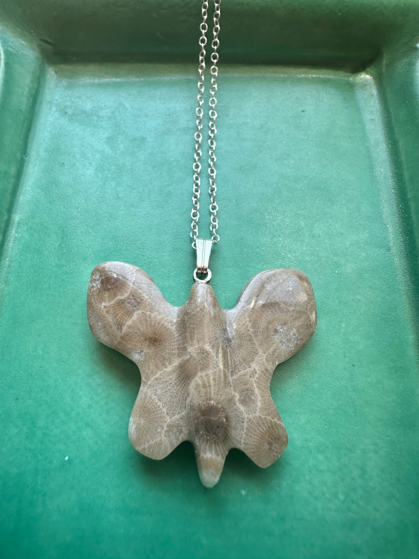 Petoskey Stone Butterfly Necklace