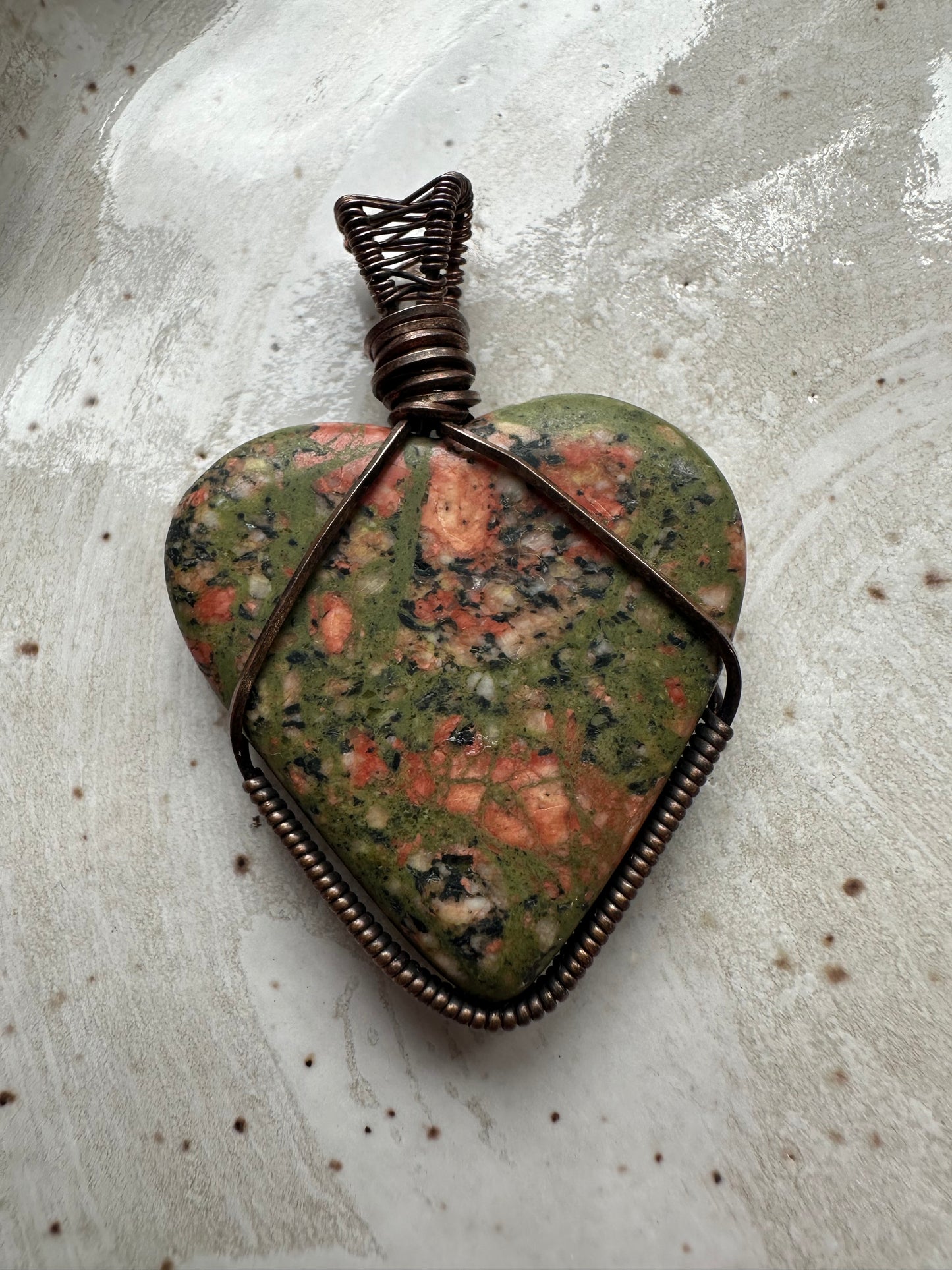 Unakite Heart Pendant