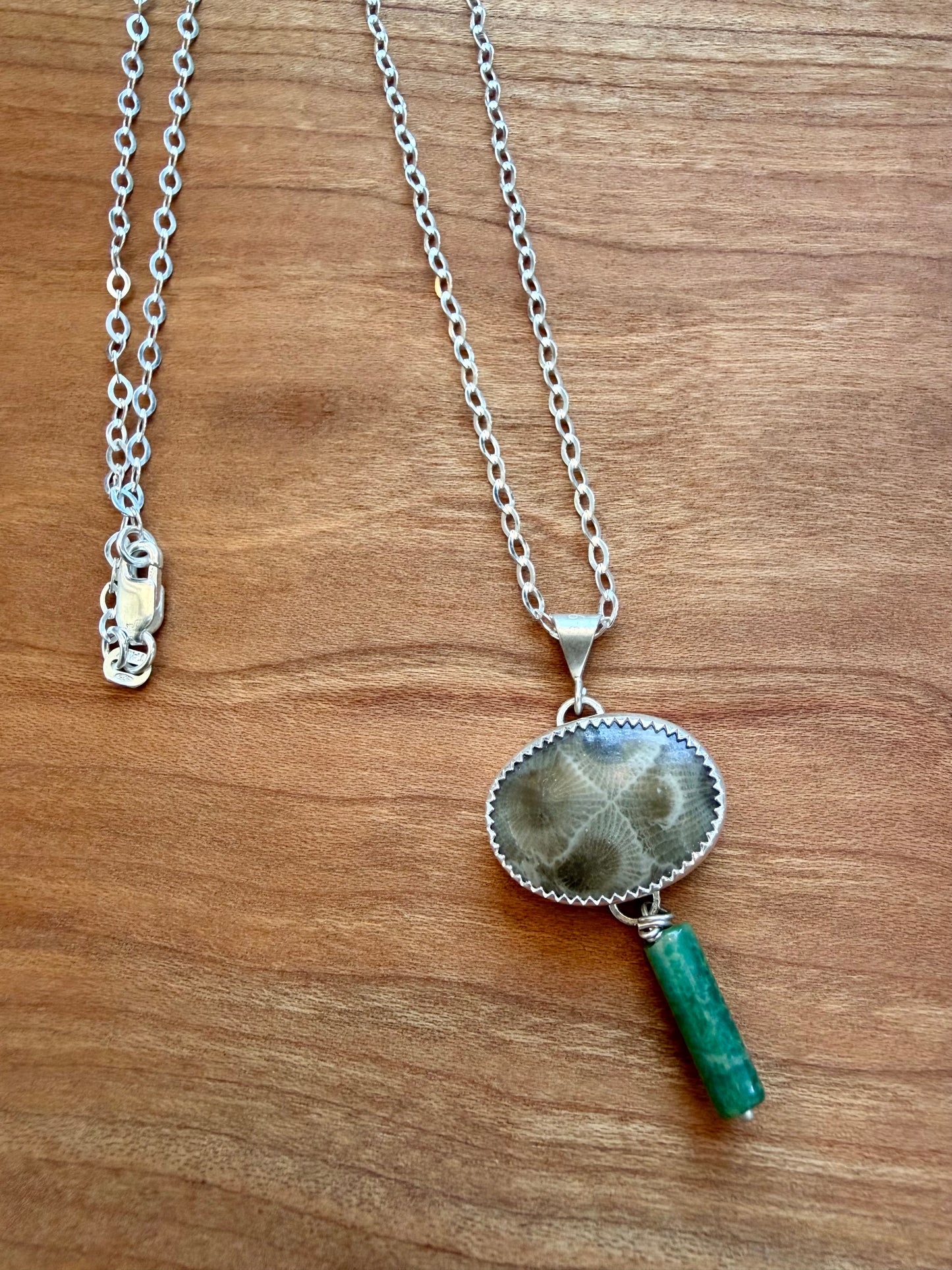 Sterling Silver Petoskey Stone Necklace