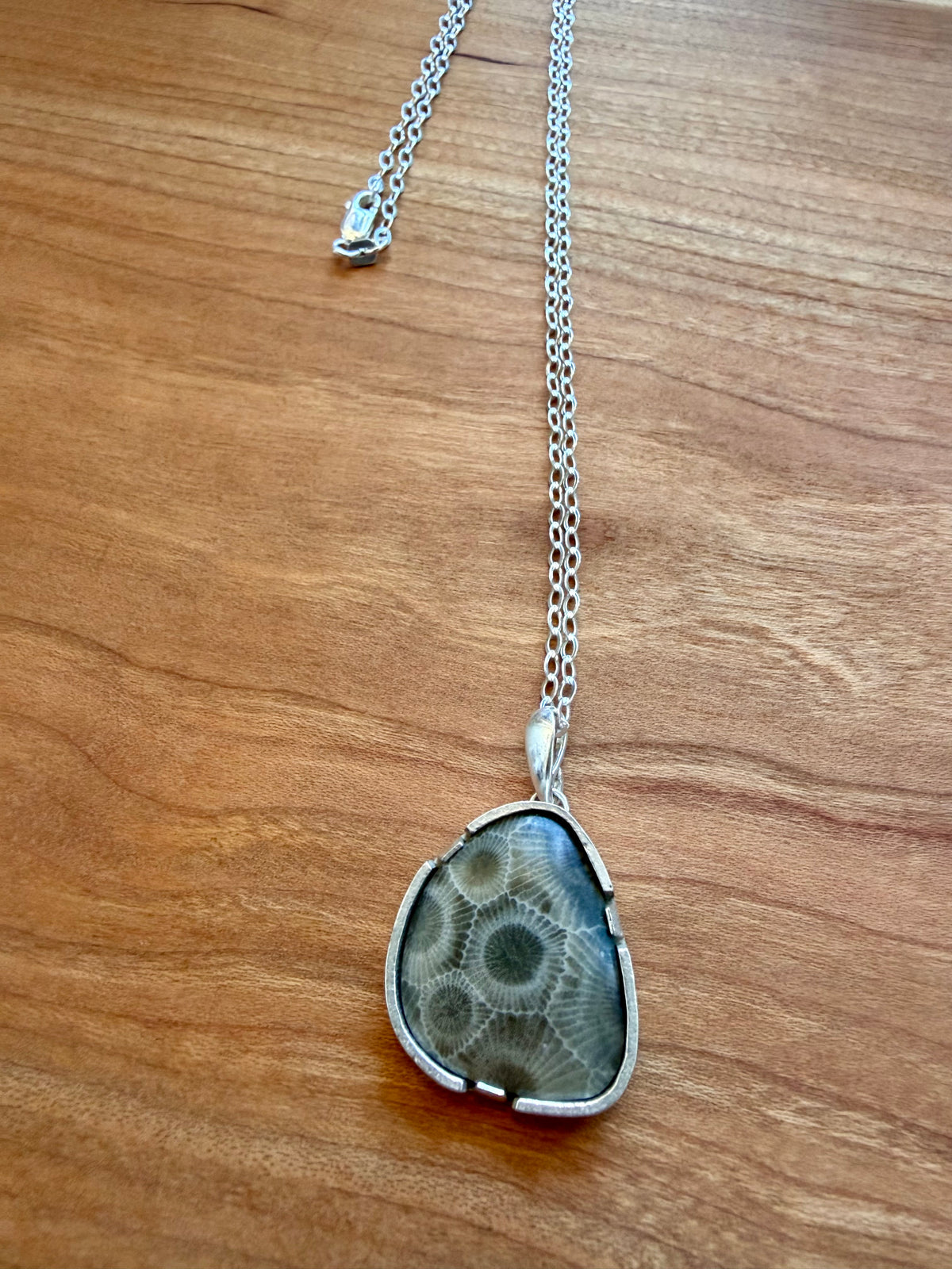 Sterling Silver Petoskey Stone Necklace