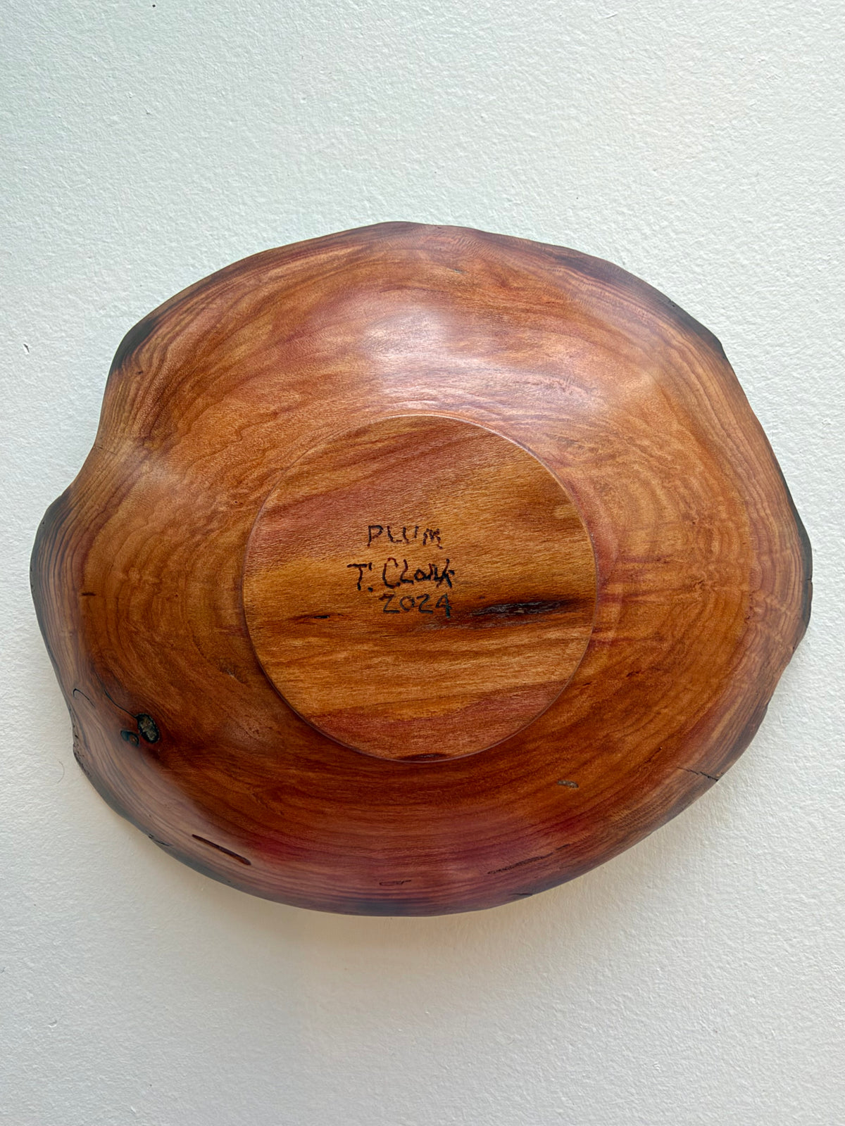Plum Wood Dish - Carved & Burned