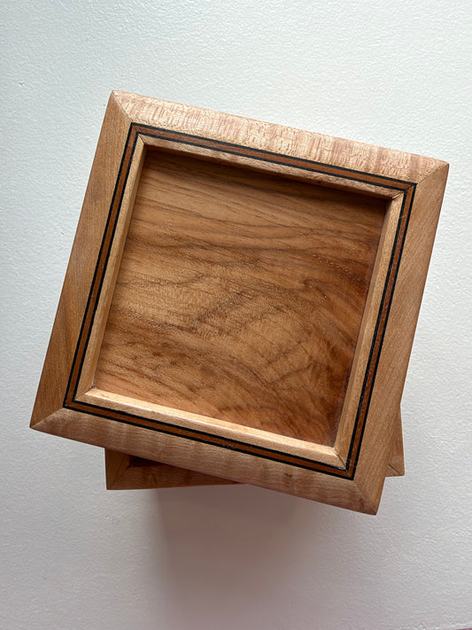 Birdseye Maple Square Box w/ Fitted Lid