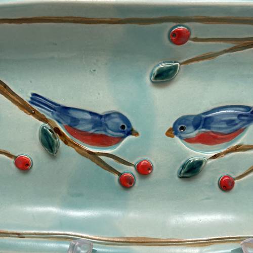 Long Bluebird Serving Tray with Handles
