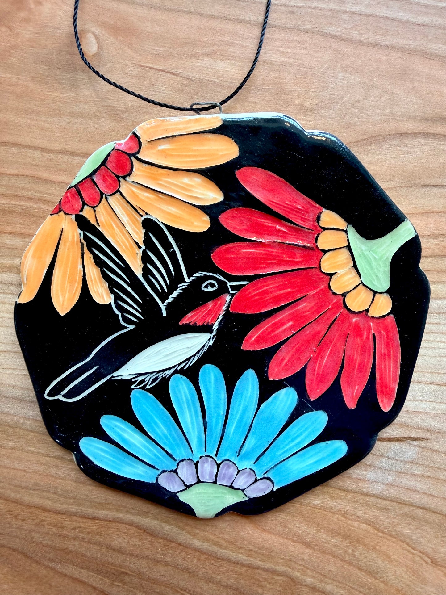 Coneflower Bird Ceramic Ornament - 5x5
