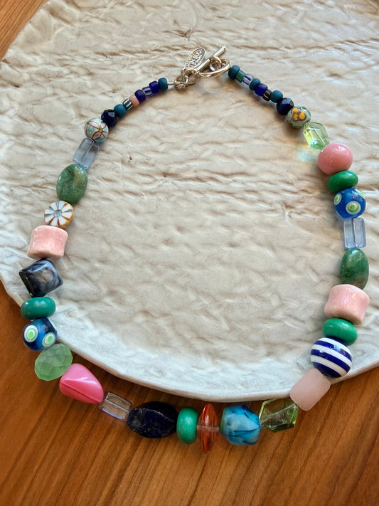 Colorful Necklace in Glass and Enamel