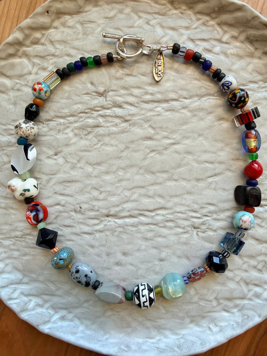 Colorful Necklace in Glass and Enamel