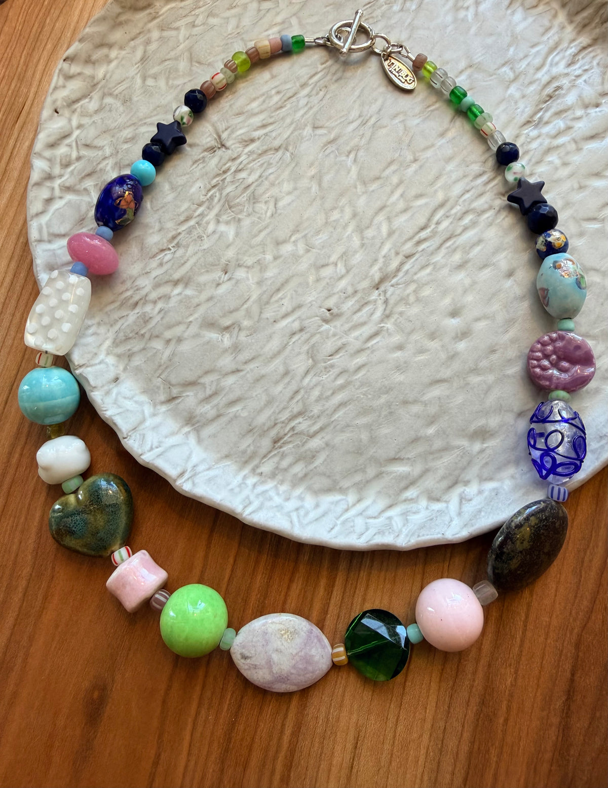 Long Colorful Necklace in Glass and Enamel