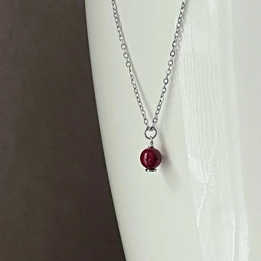 Winter Red Cardinal/Red Jasper Necklace