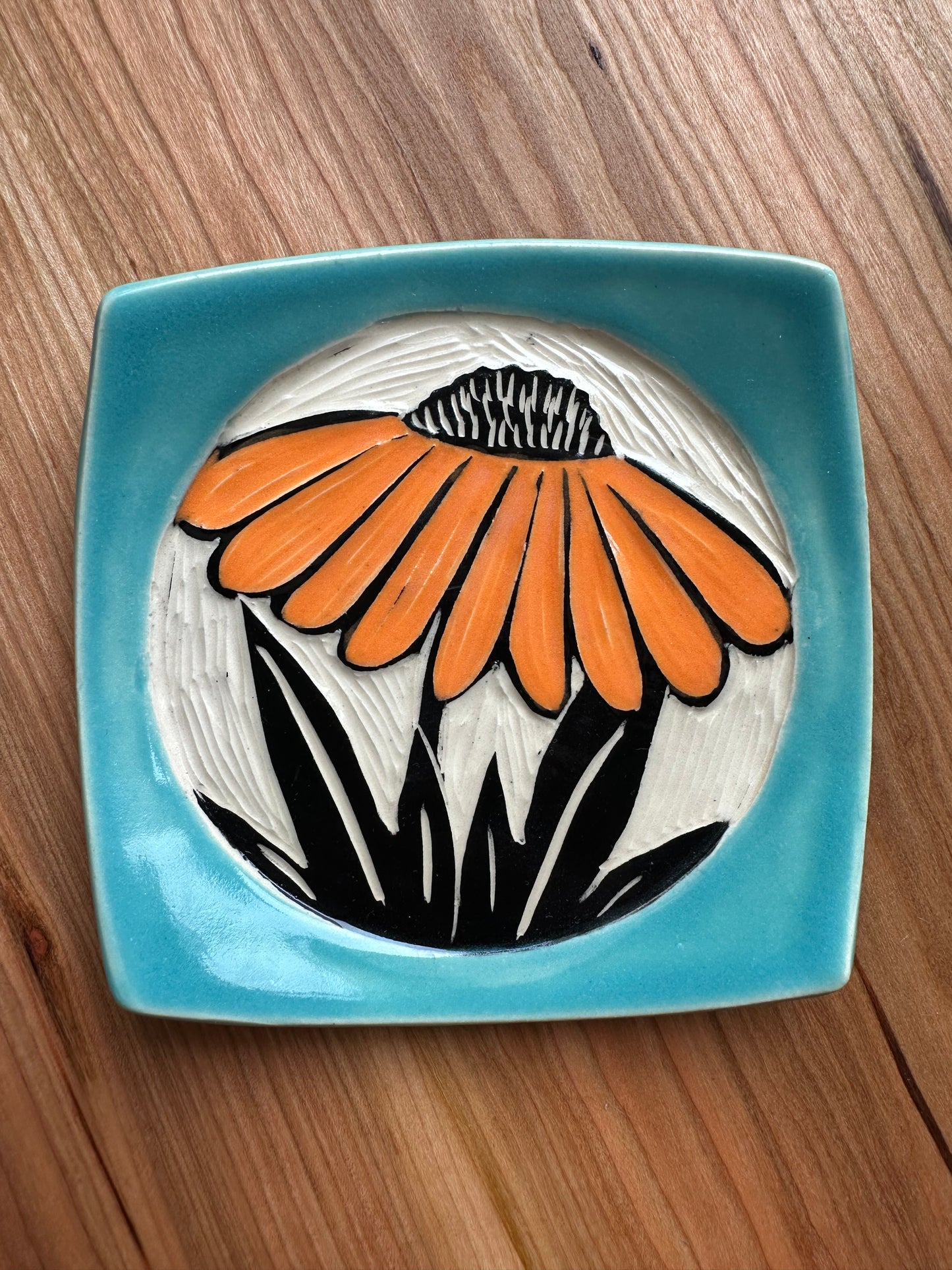 Orange Coneflower Trinket Dish