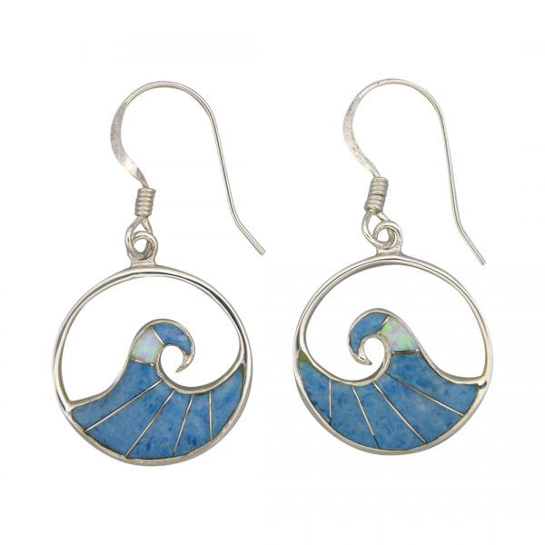 Denim Lapis Sterling Silver Wave Earrings