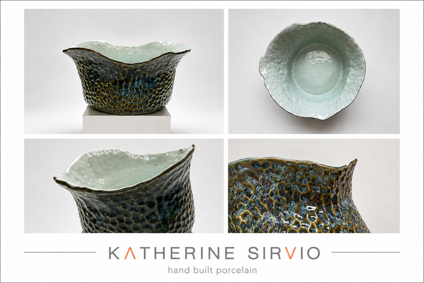 Blue Textured Porcelain Bowl