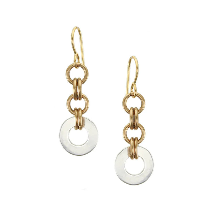 Long Extra Small Double Linked Rings Wire Earrings