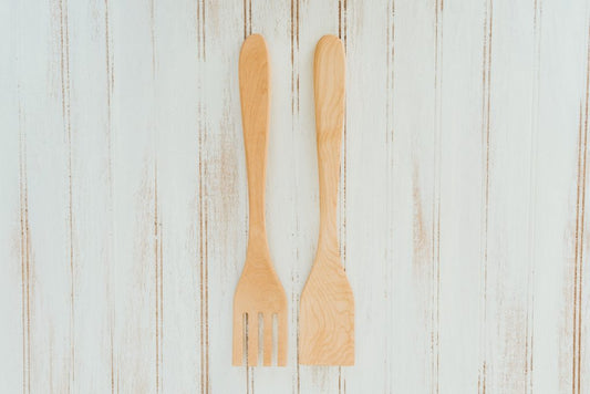 14" Maple Salad Servers w/ Bee's Oil Finish