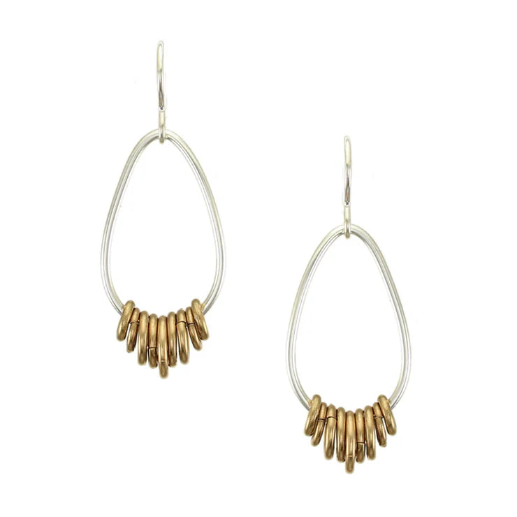 Medium Teardrop with Accent Rings Wire Earrings