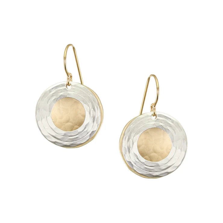 Medium Textured Ring and Disc Wire Earrings