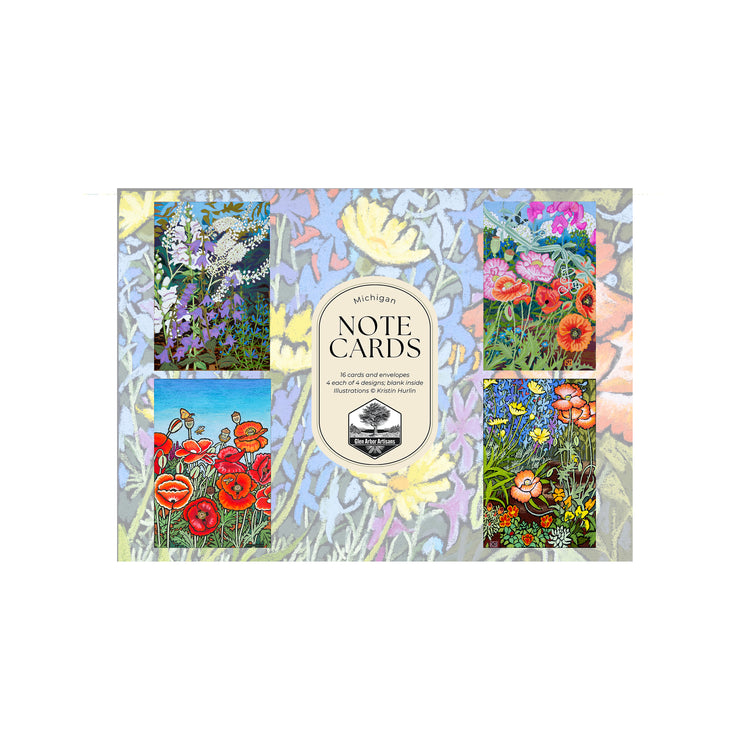 Pastel Flowers Note Card Set - 16 pack
