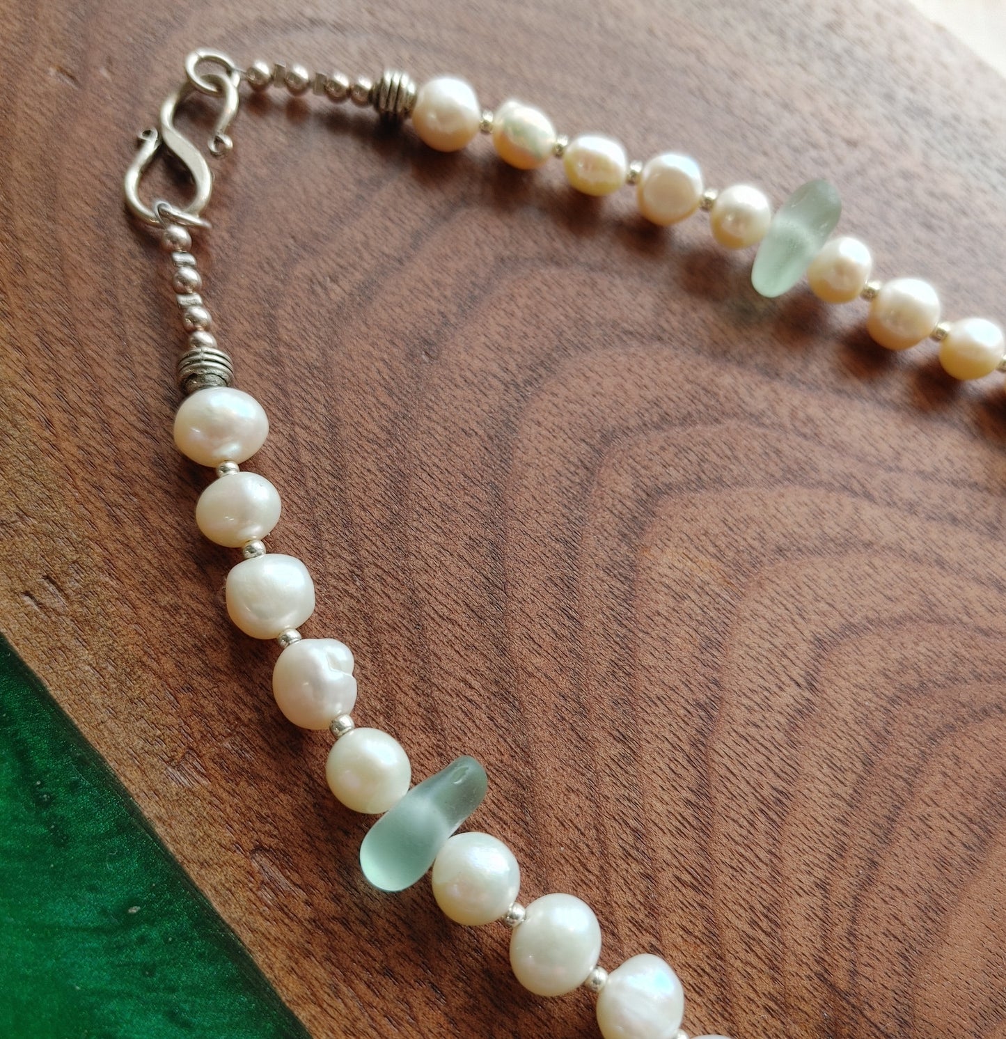 Leland Bluestone Pearl Beach Glass Necklace