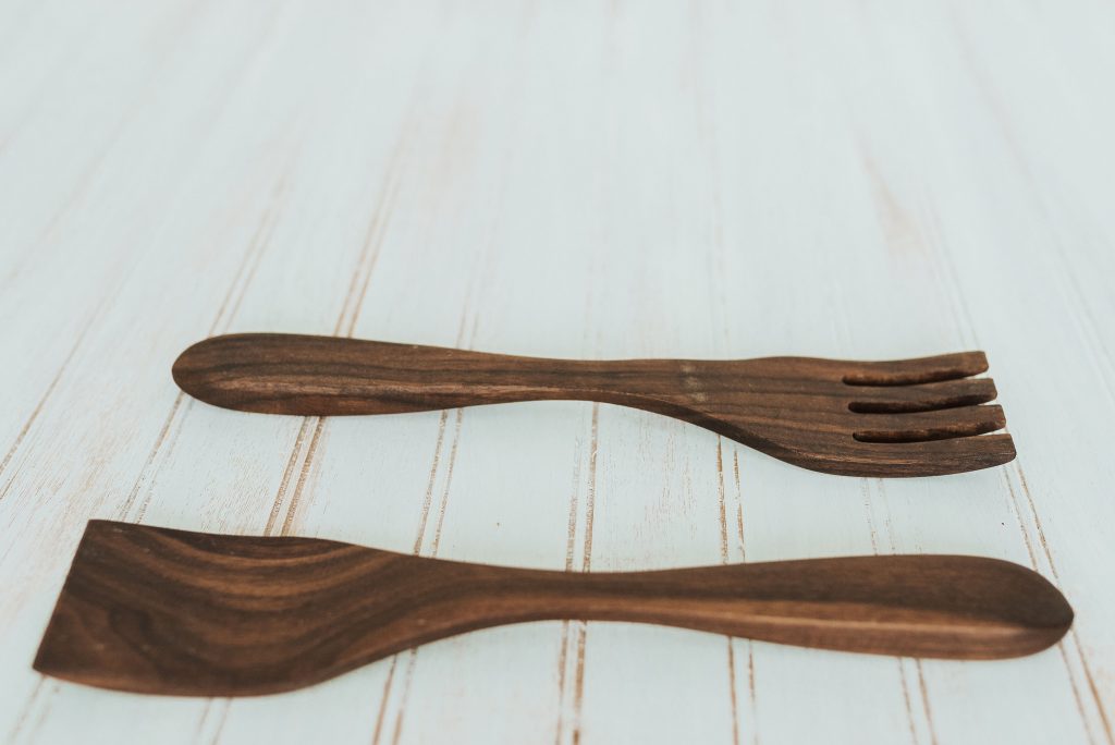 12" Walnut Salad Servers w/ Bee's Oil Finish