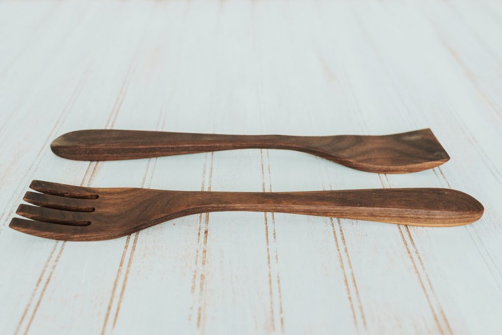 14" Walnut Salad Servers w/ Bee's Oil Finish