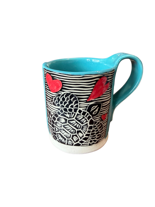 Wheel Thrown Mug - Sea Turtle