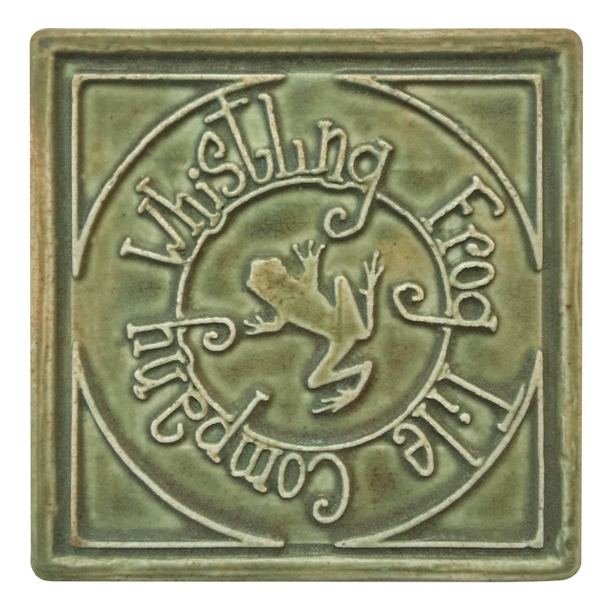 Line Cat Art Tile : Seaside Blue Glaze