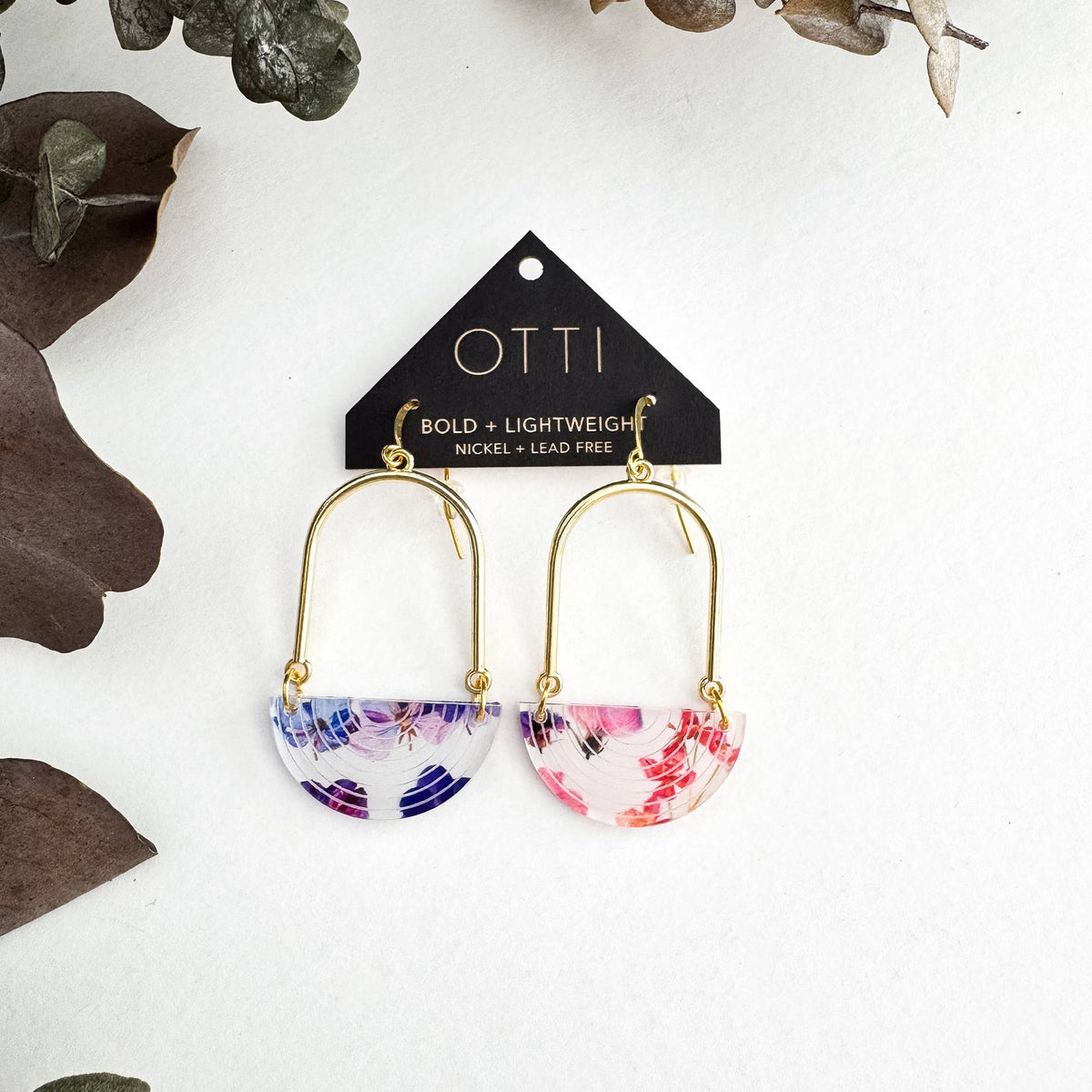 Architectural Half Moon Earrings: Limited SPRING Patterns: Peachy Keen