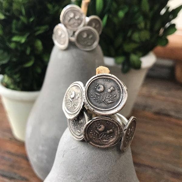 Sterling Silver Forget Me Not Intaglio Ring: 7.5