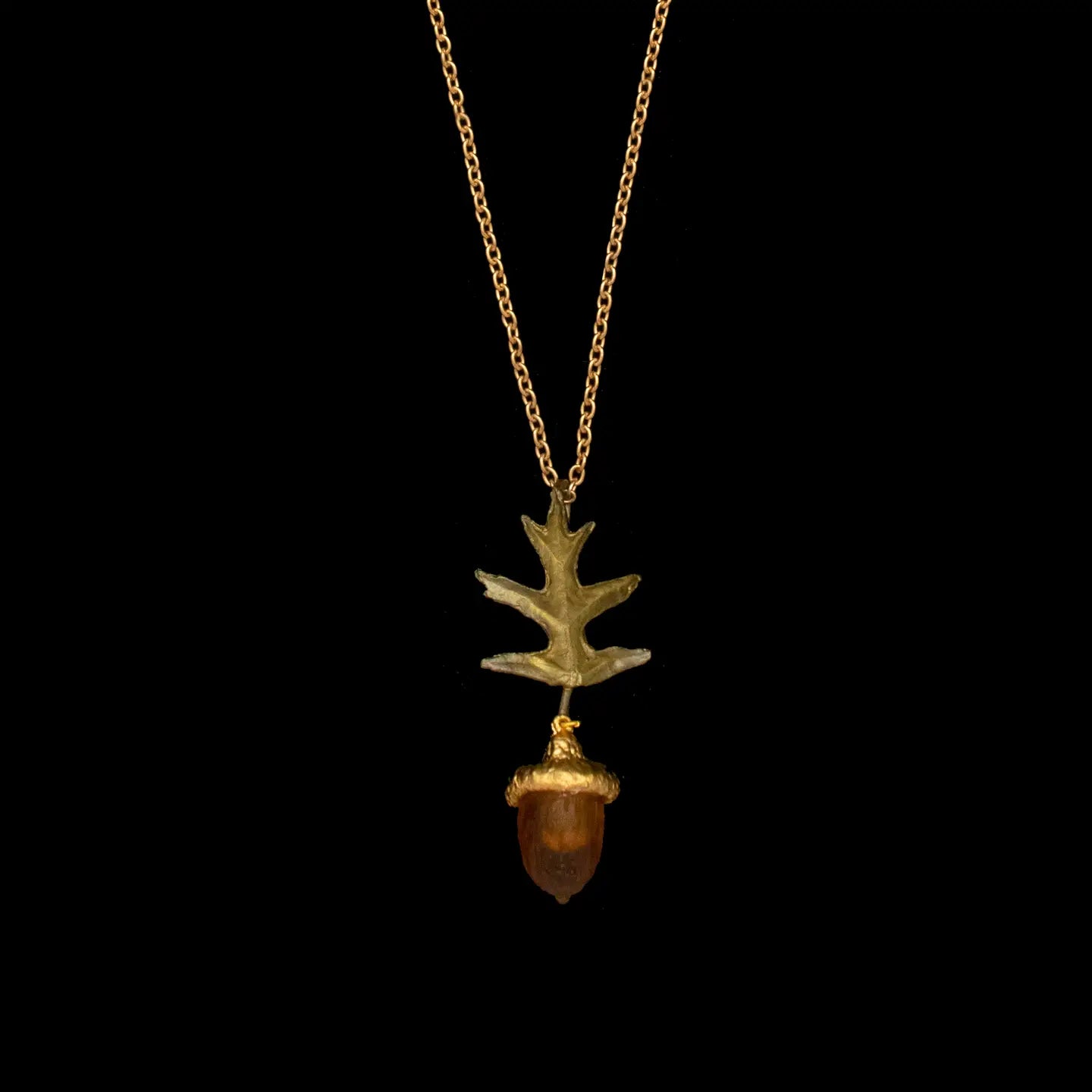 Acorn Necklace with Leaf - 16 inch