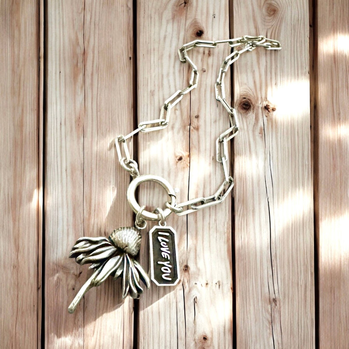 Sterling Silver Cone Flower Charm