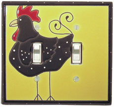 Double Ceramic Switchplate - Funky Chicken