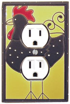 Receptacle Ceramic Switchplate - Funky Chicken
