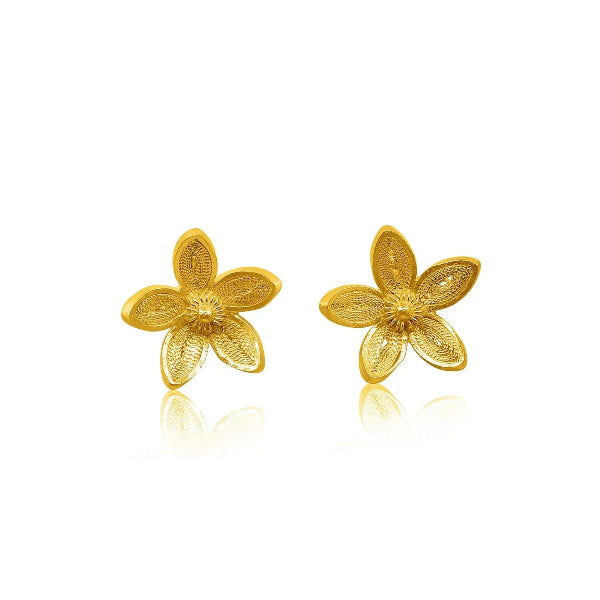 Apple Blossom Filigree Gold Stud Earrings